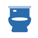 Blue toilet icon.