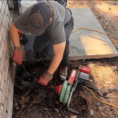 Plumber repairing a backflow preventer system outdoors to protect clean water supply and ensure compliance in Acadiana.